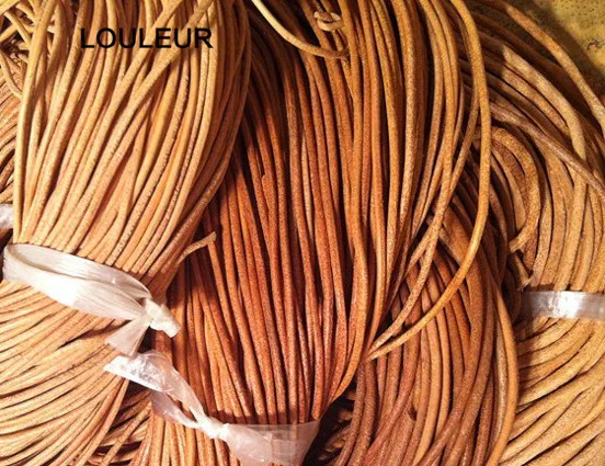 LOULEUR 5 м/лот 1,5 2 2,5 3 4 мм натуральный шнурок из коровьей кожи для браслета винтажные Коричневые круглые кожаные веревочки Ювелирные изделия