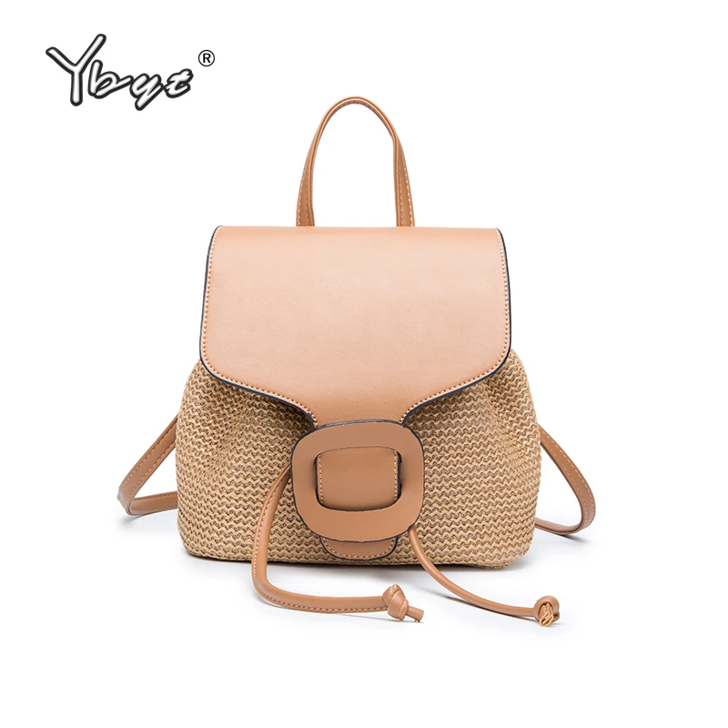 Женский Плетеный рюкзак YBYT маленький соломенный школьный ранец из ротанга для