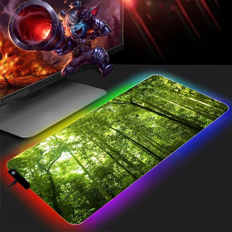 

Mause Gamer Desk Mat RGB Rainforest Style Large Mouse Pad Xxl Gaming Keyboard Mausepad Kawaii Accessories PC Gamer Cabinet Rug