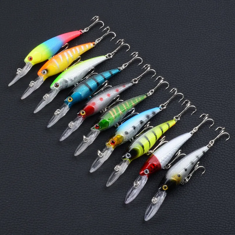 

10Pcs/Lot Lifelike Minnow Fishing Lures 9cm/8.3g Artificial Hard Baits Swimbait Tackle With 2 Treble Hooks Wobblers For Fishing