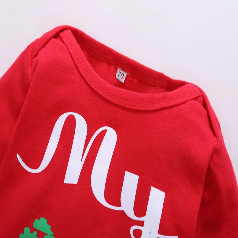 Новая красная Новогодняя одежда для детей Детский Комплект из трех предметов с