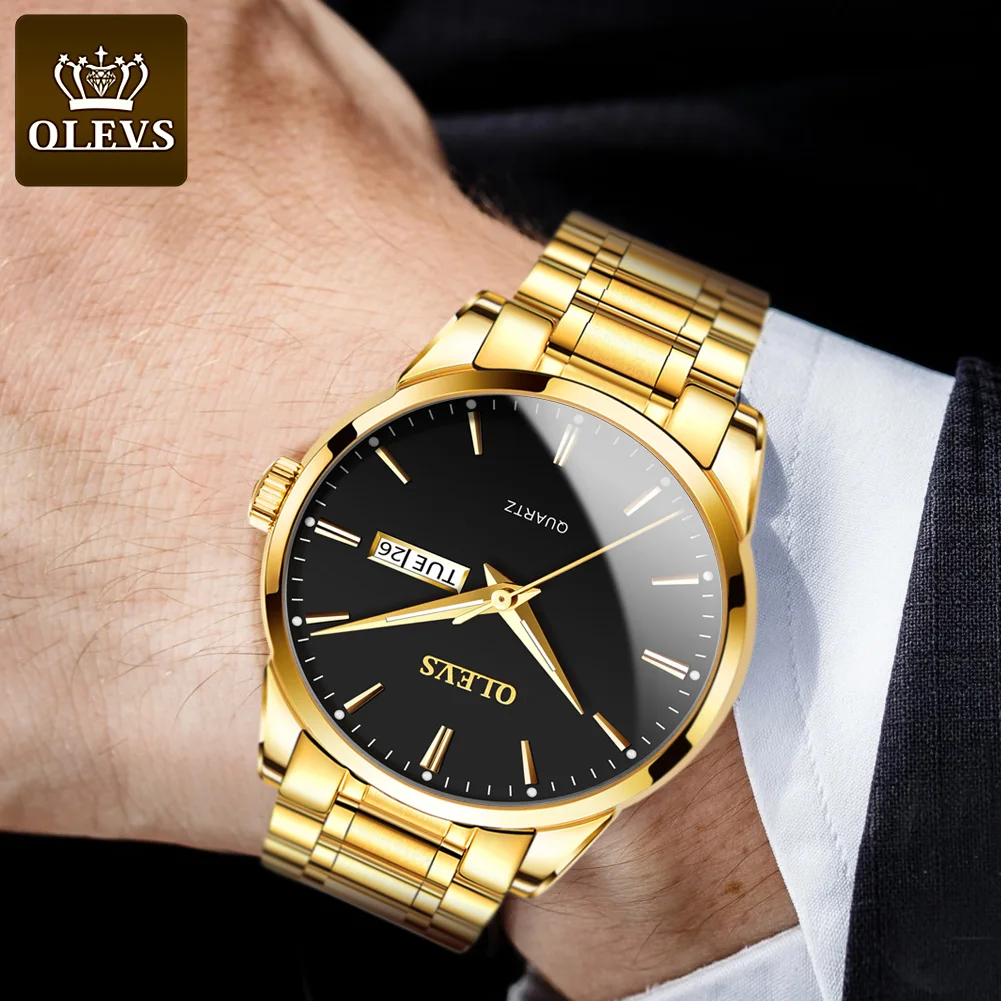 Часы местное золото водонепроницаемые светящиеся мужские часы роскошные