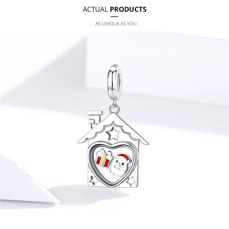 Подходит для браслета Pandora Серебро 925 CZ Колокольчик для елки украшения-Снеговички S925 Подарочный дом цветок бисер для изготовления ювелирных изделий