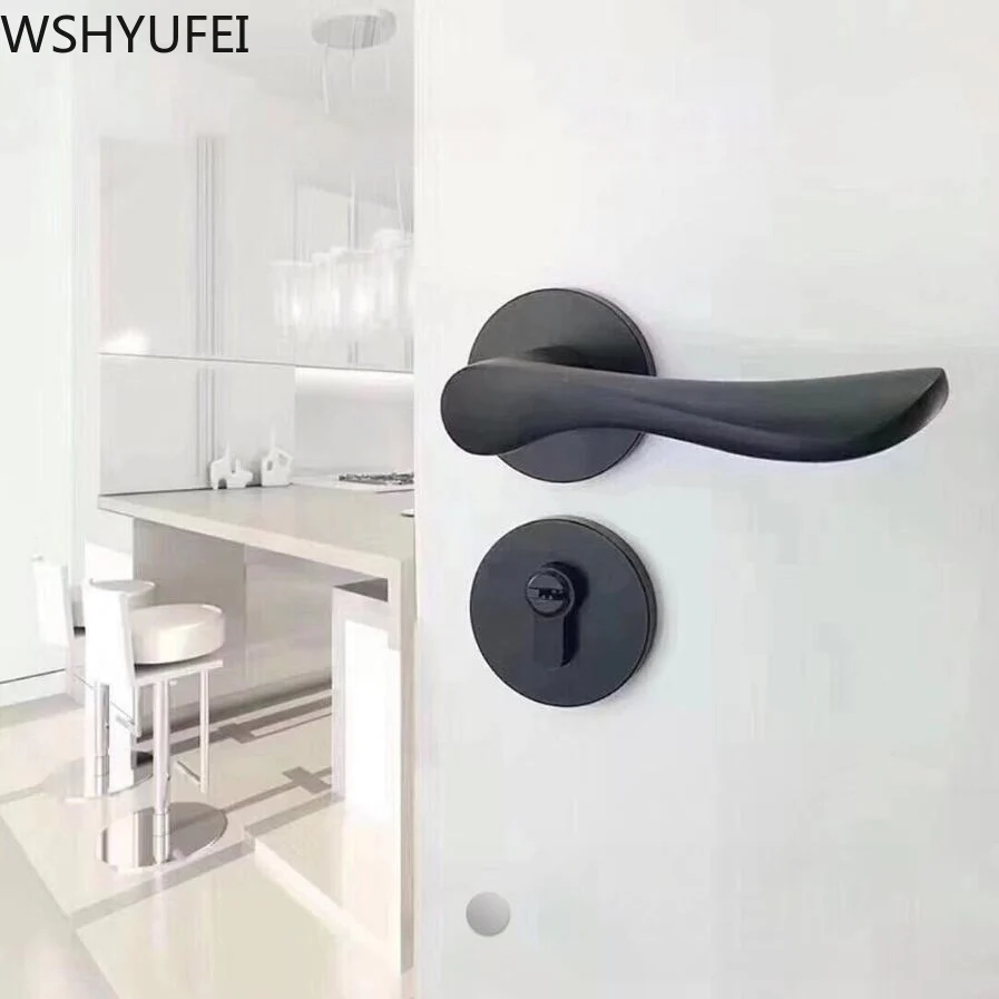 

Бесшумный дверной замок WSHYUFEI для спальни, простой стиль, с ключом, бытовой, для ванной, интерьера, дверная ручка, безопасная Бесшумная фурнит...