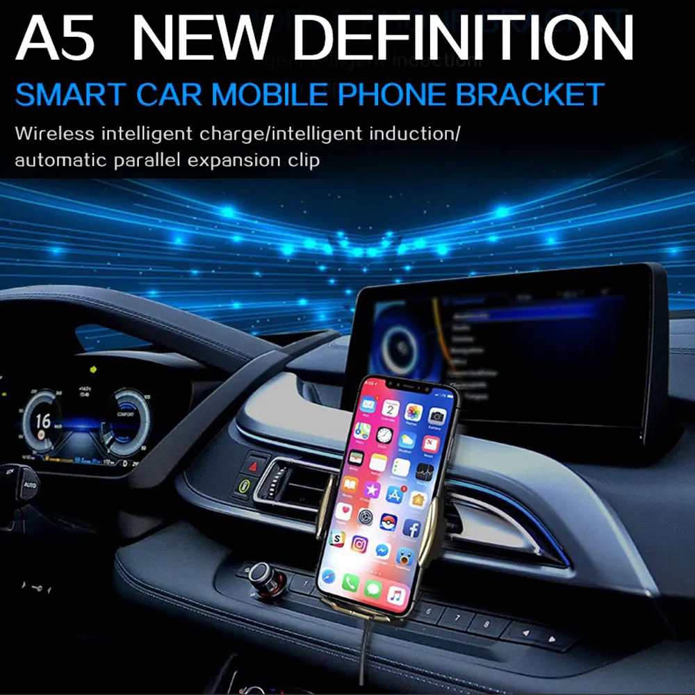automatic clamping car wireless charger 10w quick charge for iphone 11 pro xr xs huawei samsung qi infrared sensor phone holder free global shipping
