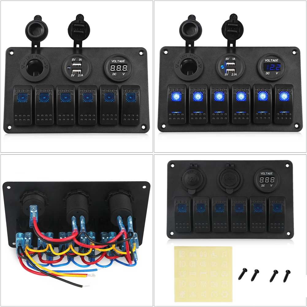 Herorider 6 Gang 24V LED клавишный выключатель панель автоматический зарядное устройство