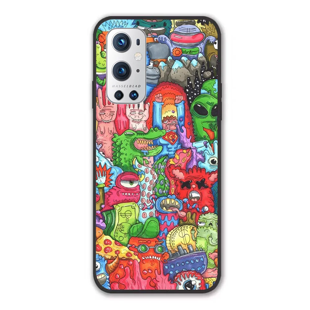 

For OnePlus Doodle Art Soft TPU Border OnePlus 7 7T 7Pro 8 8T 8Pro 9 9Pro Case