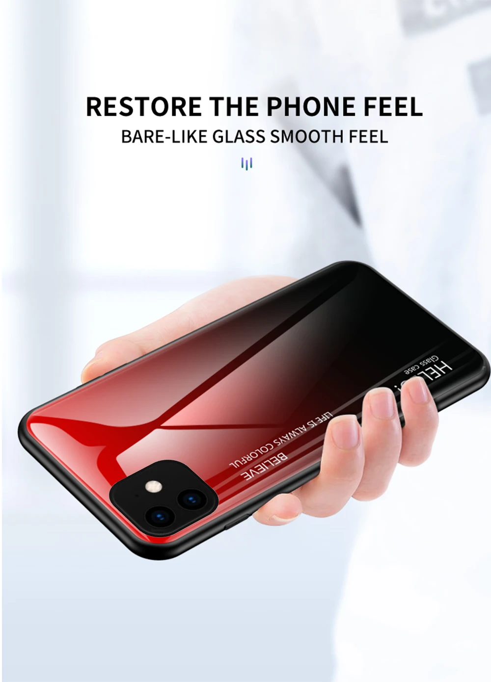 Чехол из закаленного стекла для iPhone 7, 8, X, 6, 6S Plus, градиентный цвет, голубой луч, Аврора, кожа, задняя крышка для iPhone 11 Pro, XS Max, X, XR, чехол