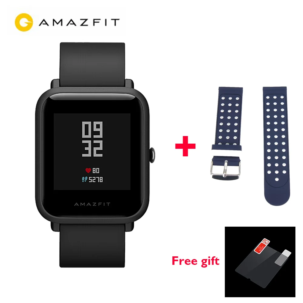 [] глобальная версия Huami Amazfit BIP BEEP GTR gps IP68 Водонепроницаемые Молодежные Смарт-часы трекер здоровья умные часы - Цвет: add blue strap