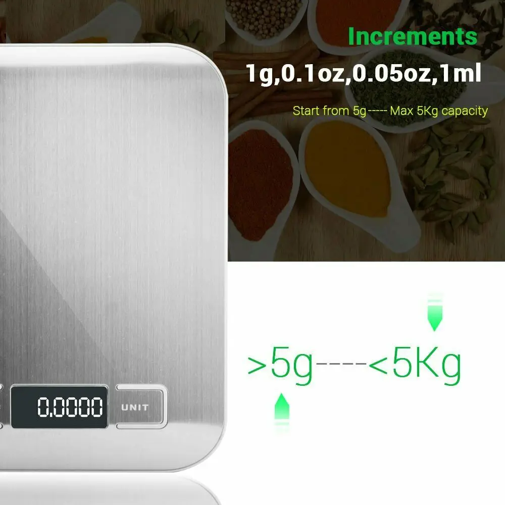 

1G-5000G Kitchen Scale Food Diet Weight Postal Scales Balance Kitchen Measuring Tools Slim LCD Digital Electronic Weighing Scale
