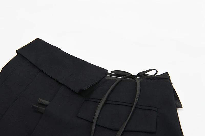 

[EAM] Irregular Pleated Half-body Short Skirt Two Pieces Suit New Lapel Long Sleeve Loose Women Fashion Summer 2021 1DD6818