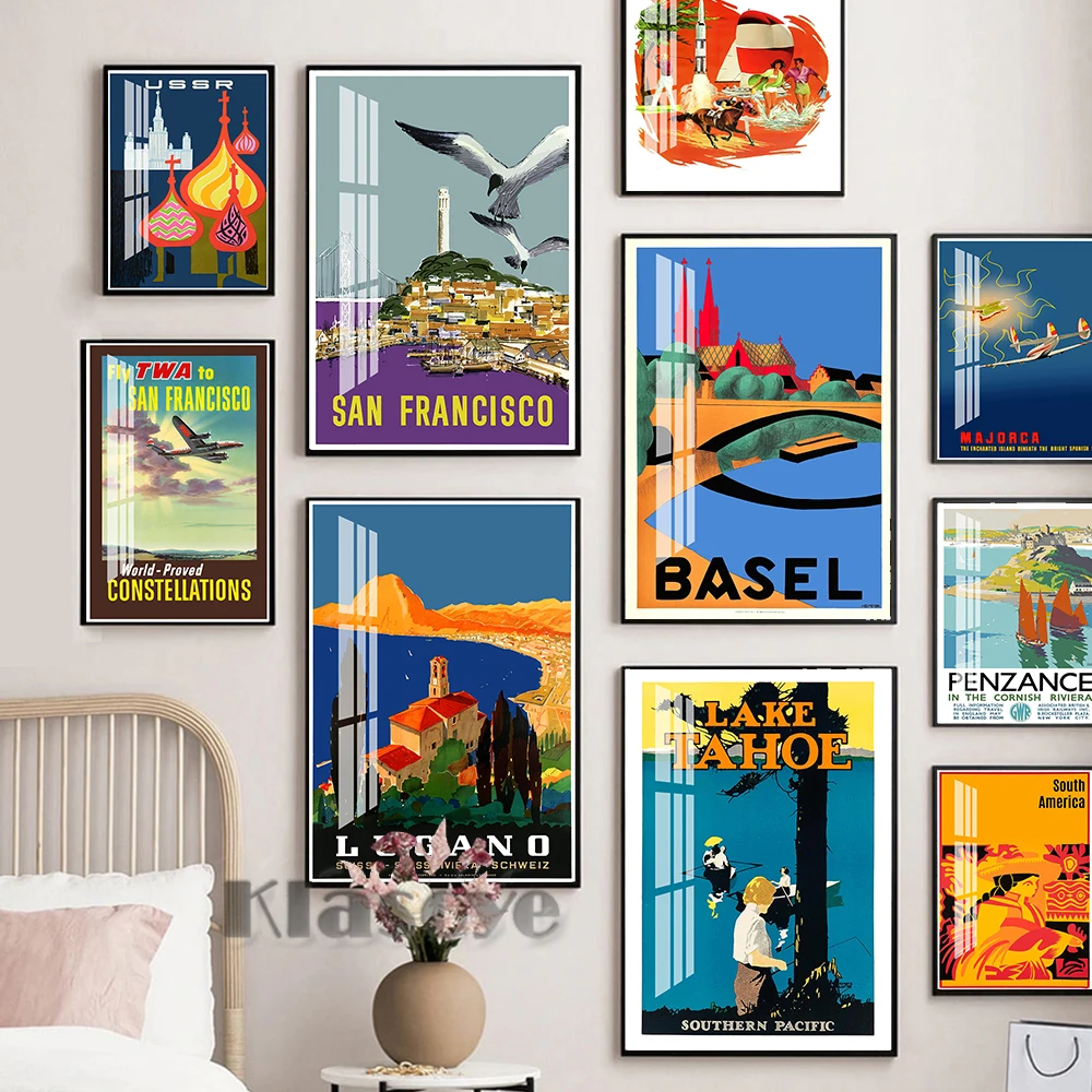 

World Famous Travel Scenic Spot Poster Modern Scenery Watercolour Wall Art Prints Bedroom High Quality Decor Canvas Painting