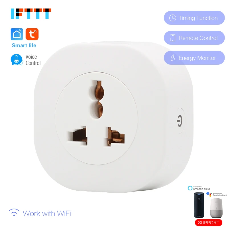 Wifi смарт Индия Южноафриканская вилка монитор питания 10A умная розетка Голосовое