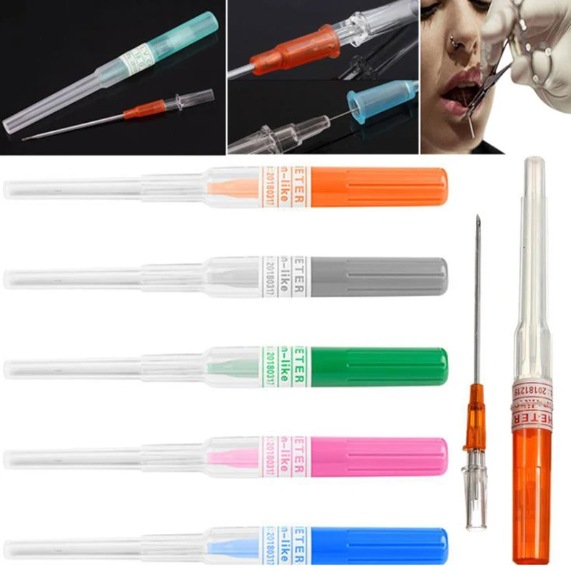 

5PCs 14G 16G 18G 20G 22G tattoo Piercing Needles Surgical Steel Catheter Piercing Needles Supply Sterilized Body Tattoo Needles