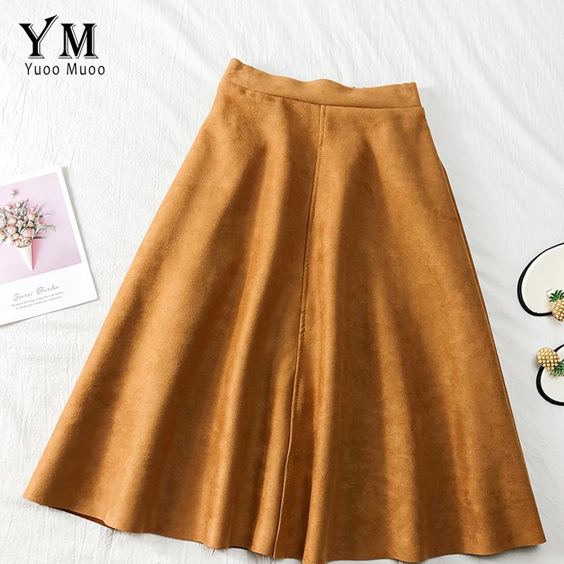 YuooMuoo хорошее качество удобная Осенняя замшевая юбка с высокой талией Женская 2019