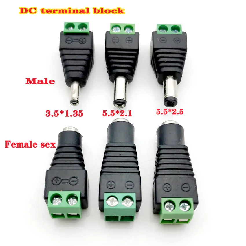 2Pcs Female +2 pcs Male DC Connector 5.5 x 2.1MM 5.5*2.5MM 3.5*1.35MM Power Jack Adapter Plug  Led Strip Light