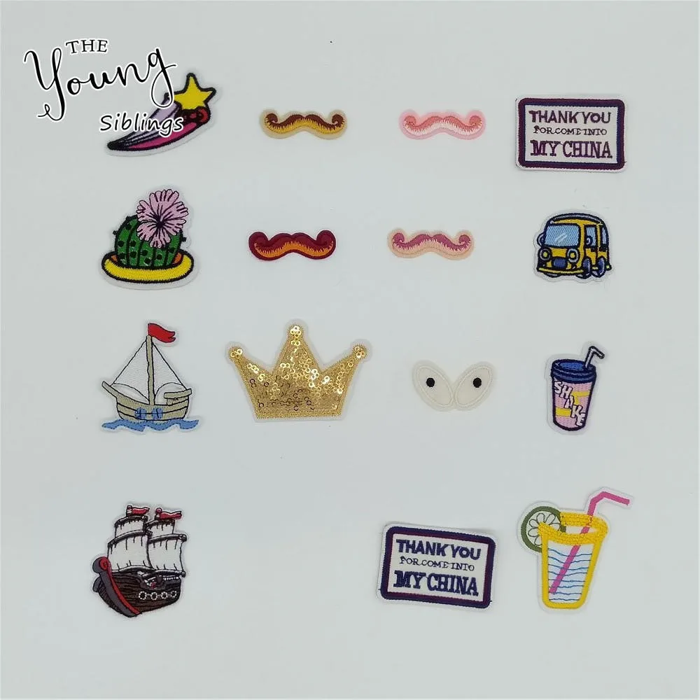 Модные стильные Мультяшные вышивки термоплавкие клейкие патчи наклейки