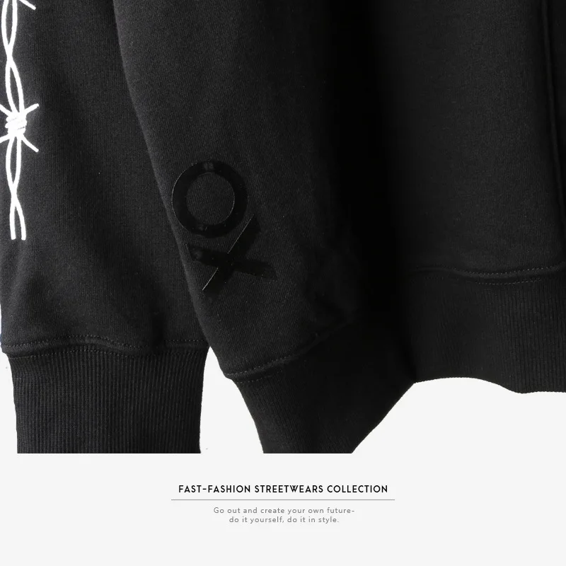 Мужская хлопковая толстовка с капюшоном Свитшот оверсайз принтом в стиле ретро