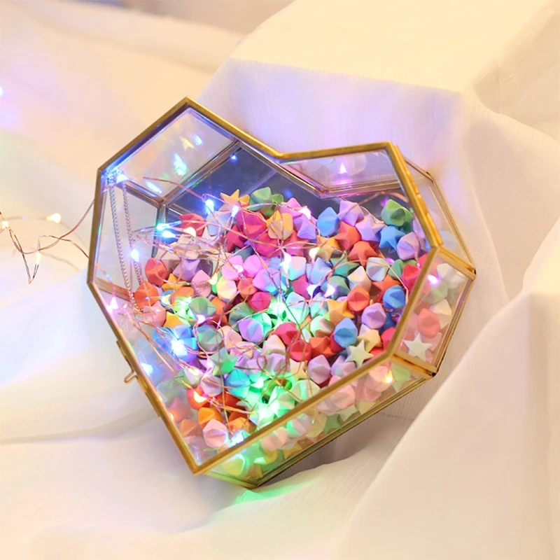 

Heart-Shaped Vintage Gold Mirror Glass Vanity Tray,Ornate Geometric Display Stor P9YF