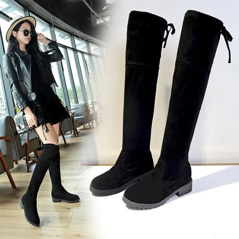 

New female winter boots winter boots on the knee sexy stretch boots fashion black bootas women bootzlah shoes