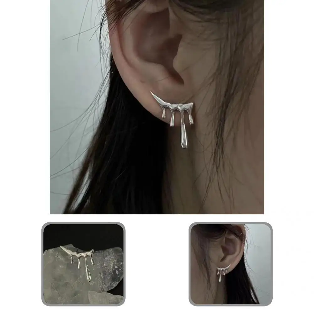 

Great Earrings Eye-catching Silver Color Drop-shaped Wedding Drop Earrings Decor Jewelry Earrings Wedding Earrings 1 Pair