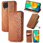 Роскошный кожаный чехол-книжка M22 M32 M52 с магнитной текстурой, чехол для Samsung Galaxy M12, флип-чехол для Samsung M 32 12 22 52