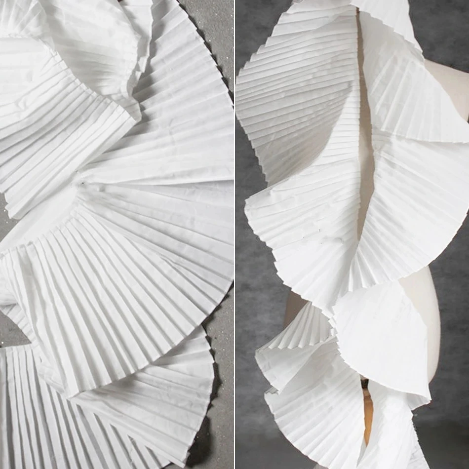 

18cm Wide Pleated Lace Trim White Ruffle Folds DIY Patchwork Applique Collar Cuff Decor Skirt Dress Designer Accessories