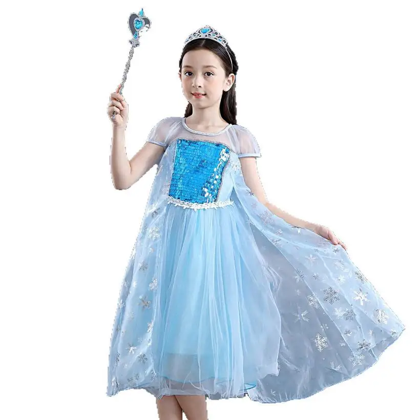 

2020 Halloween Frozen Princess Girls Wedding Dress Kids Cosplay Dresses Up Children Clothing Costume Elsa Princess Clothes Set