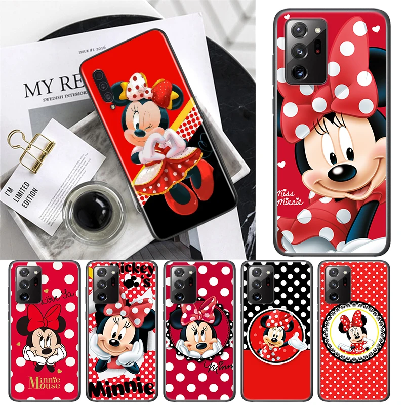 

For Samsung Galaxy A91 A81 A71 A51 5G UW A41 A31 A21S A21 A11 A03 A01 Core Phone Case Disney Minnie Mouse Point Black Soft TPU