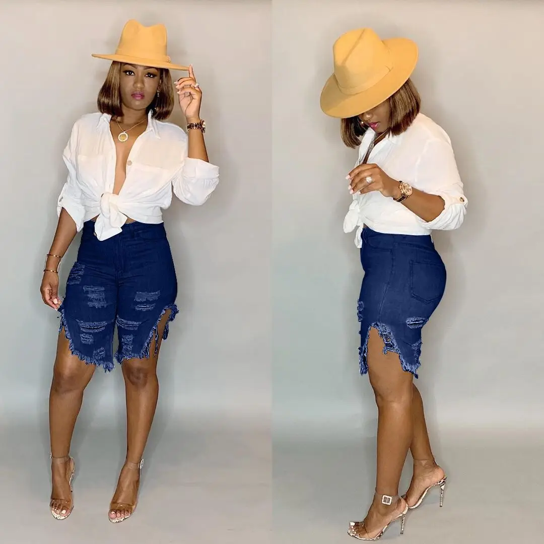 

2020 Fashion new arrival casual summer hot sale denim women shorts high waists fur-lined leg-openings Plus size sexy short Jeans