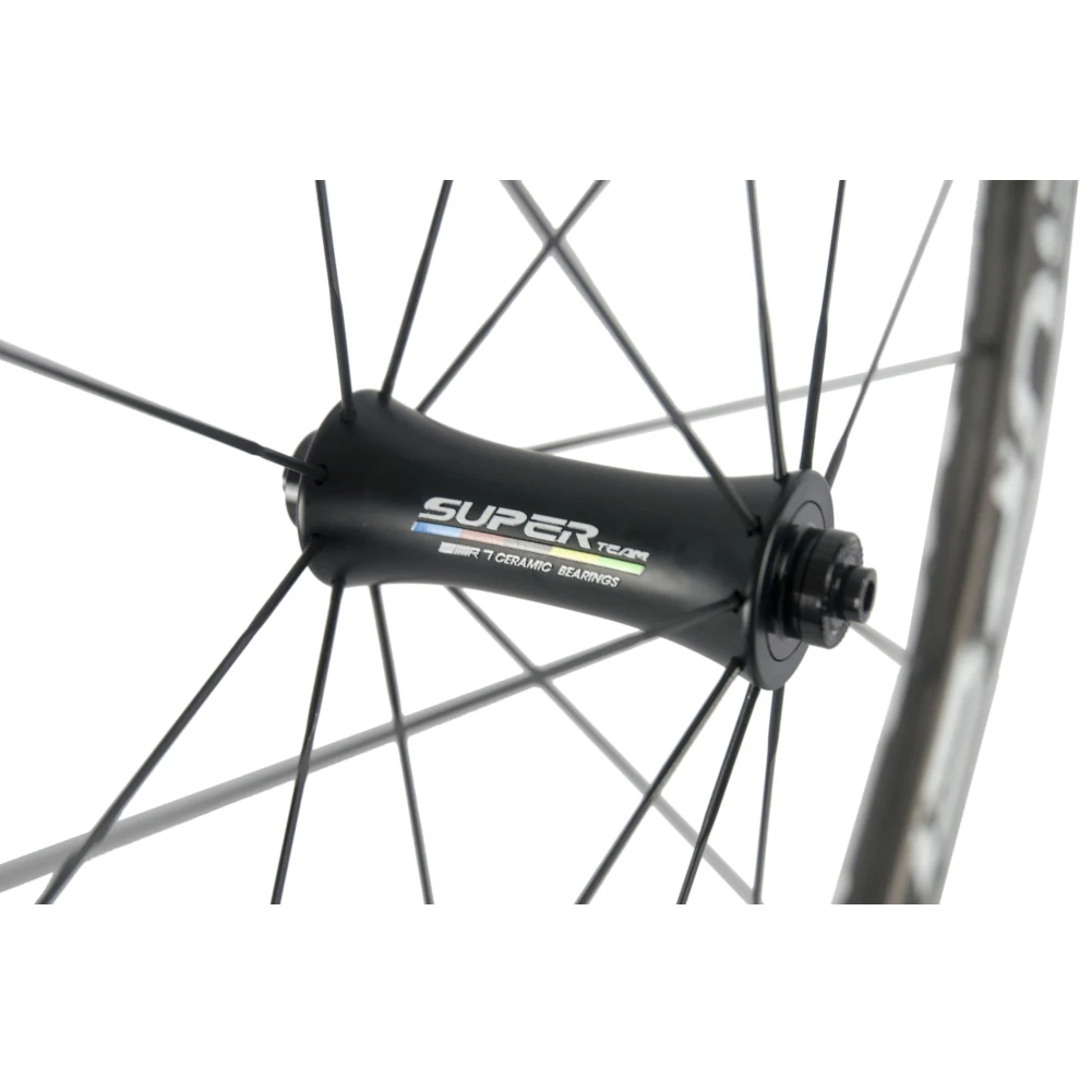 Kaufen SUPERTEAM Tubeless Carbon Laufradsatz 40mm Fahrrad Räder Mit Keramik Lager Rennrad Keine Malerei