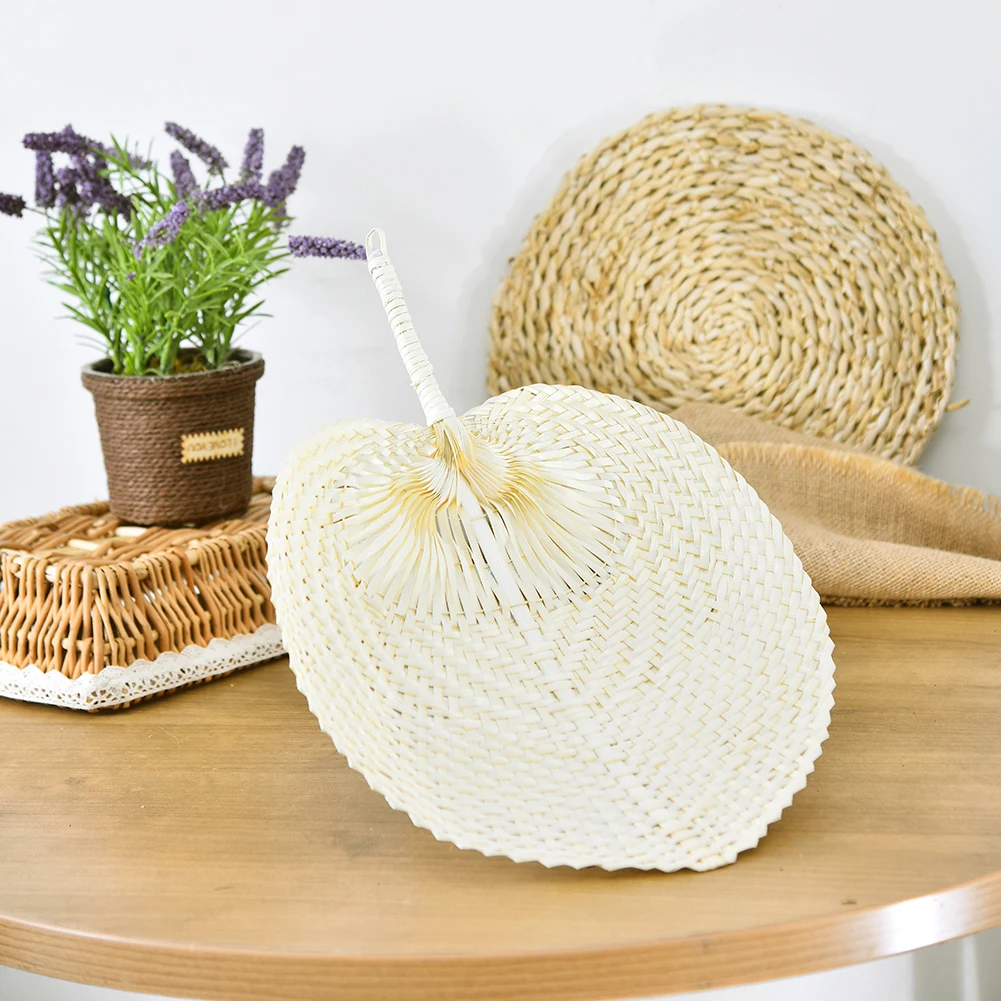 Pure Handmade DIY Heart Shaped Bamboo Woven Summer Cooling Artistic And Cool Leaf Fan Exquisite Workmanship | Дом и сад