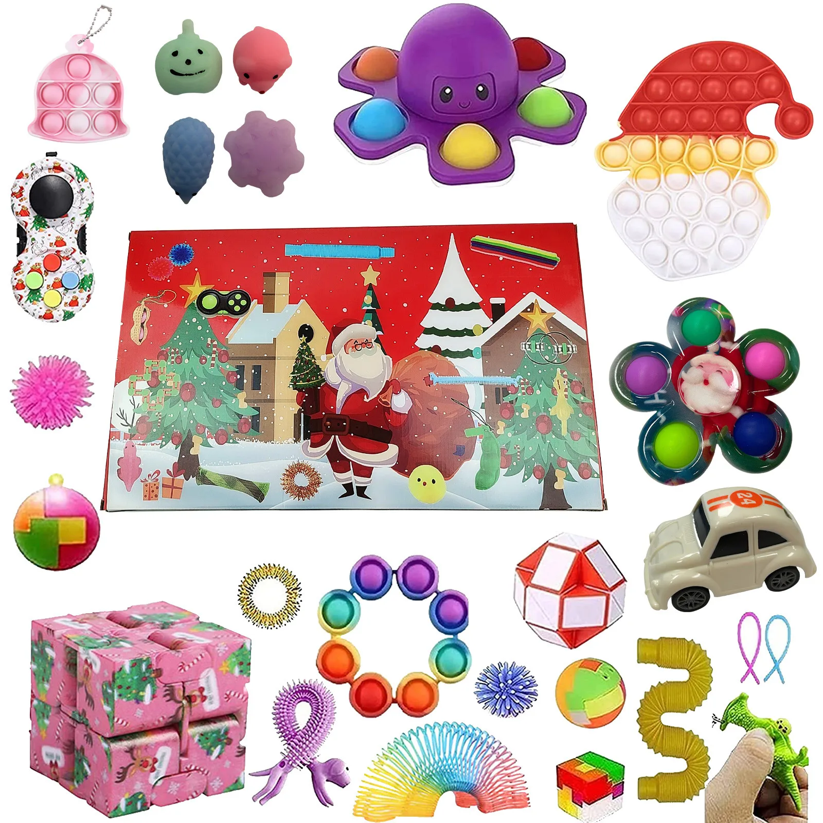 

24pcs Fidget Toys Pack Antistress Simple Dimple Toys Set Mystery Box 2022 Advent Calanders Surprise Christmas Gift Box for kids