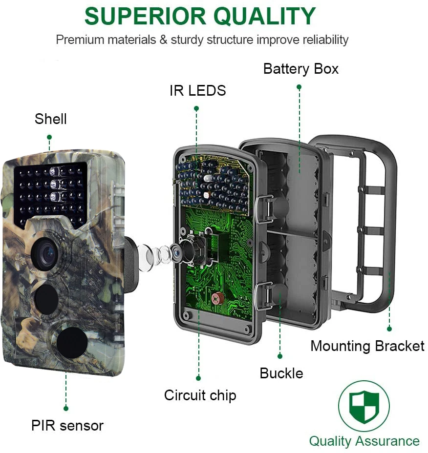 

Outdoor Trail Camera HD 4K Wildlife Camera 940nm IR LEDs and IP66 Waterproof Game Camera Motion Activated Night Vision Cam