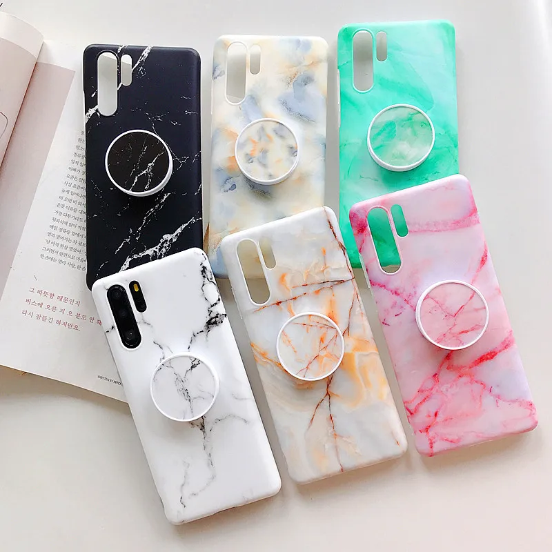 

Luxury Matte Marble Soft Silicone TPU Phone Case For HUAWEI P20 pro Mate 20 lite Nova3e P30 Stand Holder Back Cover Coque Shell