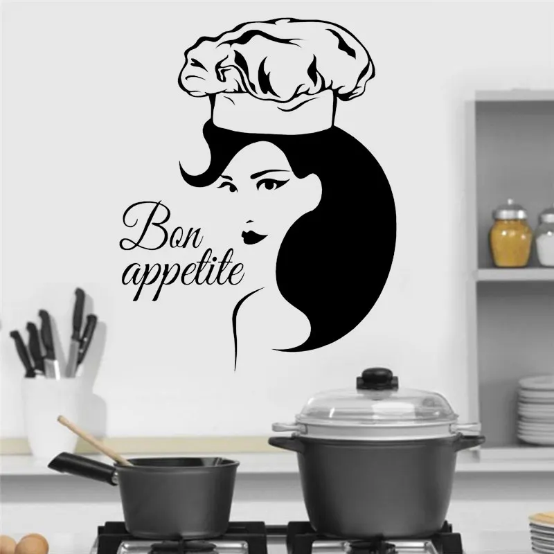 

Quote Wall Sticker Vinyl Home Decor Kitchen Cafe Restaurant Beauty Woman Window Decals Removable Mural C6028