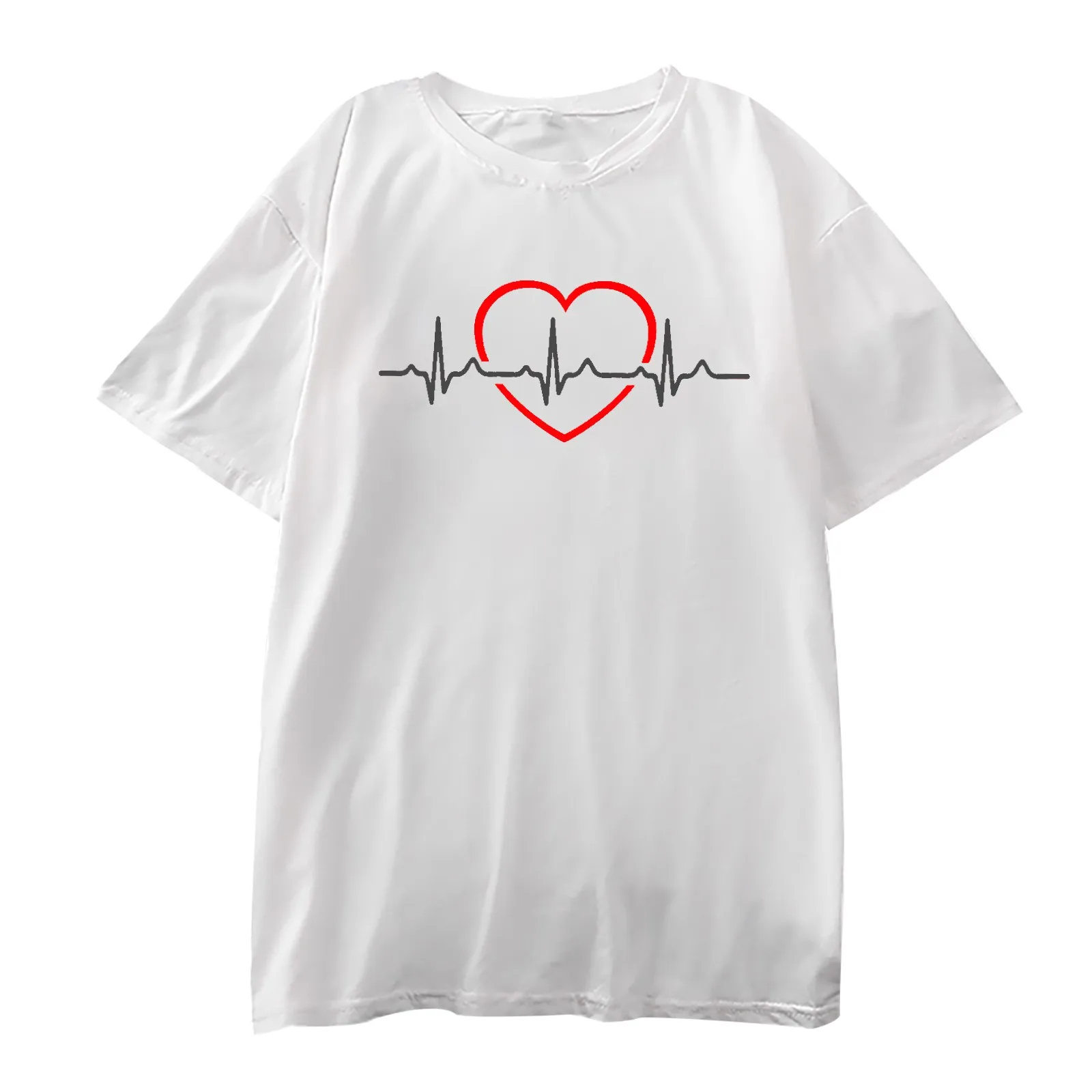 

Women Tshirts Plus Size Adult Love Black Round Neck Short Sleeve Crop T-Shirt Prints Loose Short Tee Vintage Aesthetic