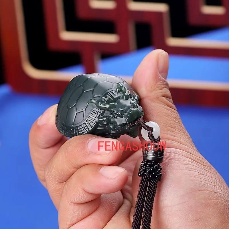 Очаровательная подвеска из натурального нефрита голубой маленький дракон