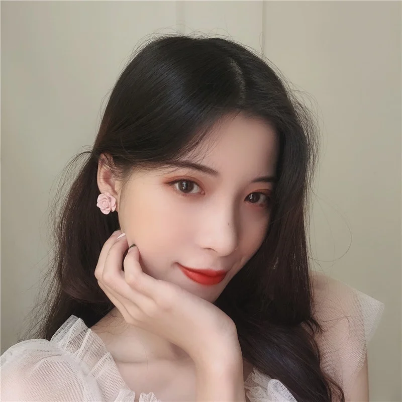 Милые розовые серьги гвоздики из смолы 3D резные в виде цветка повседневные