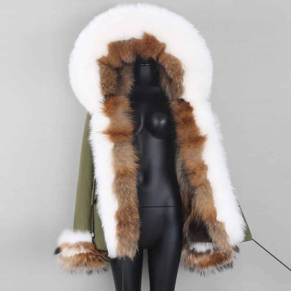New Winter Women Real Fur Coat Natural Fur Jacket Fashion Short Fur Hooded Parkas Ladies Streetwear Luxury Outerwear