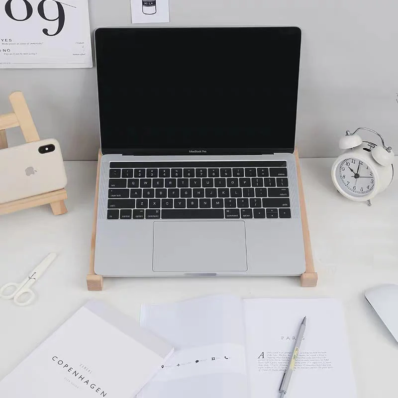 

Laptop Wooden Stand Notebook Support Laptop Base Macbook Pro Holder Heat Dissipation Bracket Computer Accessories Desk Set