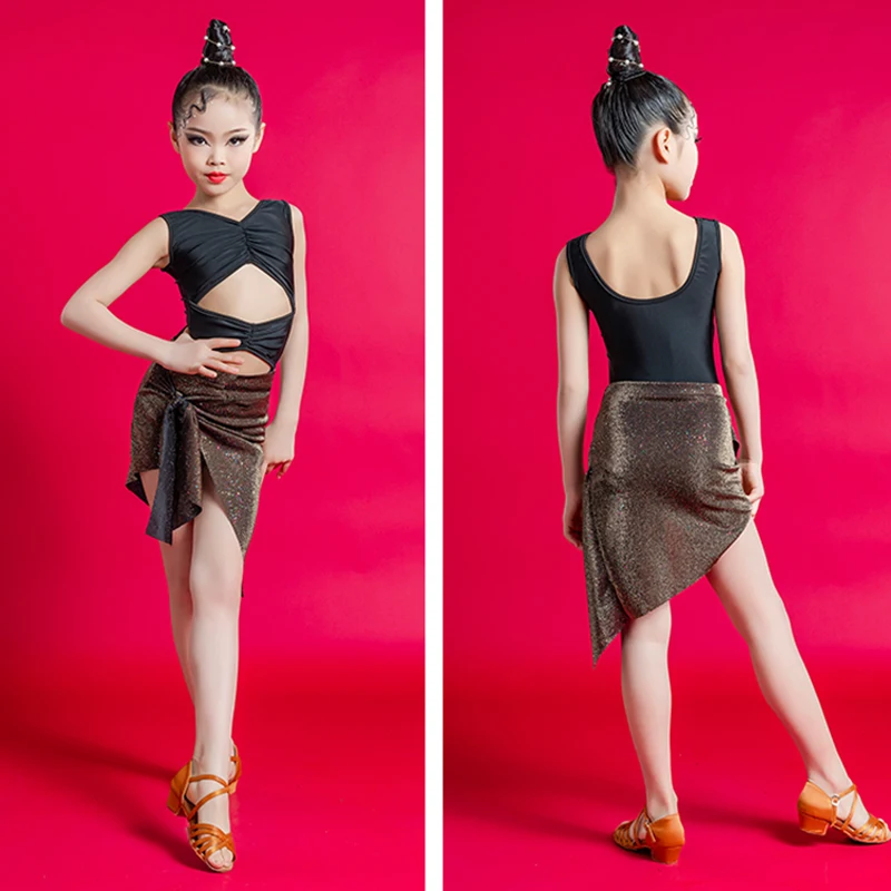 

2022 Girl Latin Dance Costumes Kids Latin Tops Dance Skirts Suit Practice Clothes Chacha Samba Tango Latin Dance Clothes 120-170