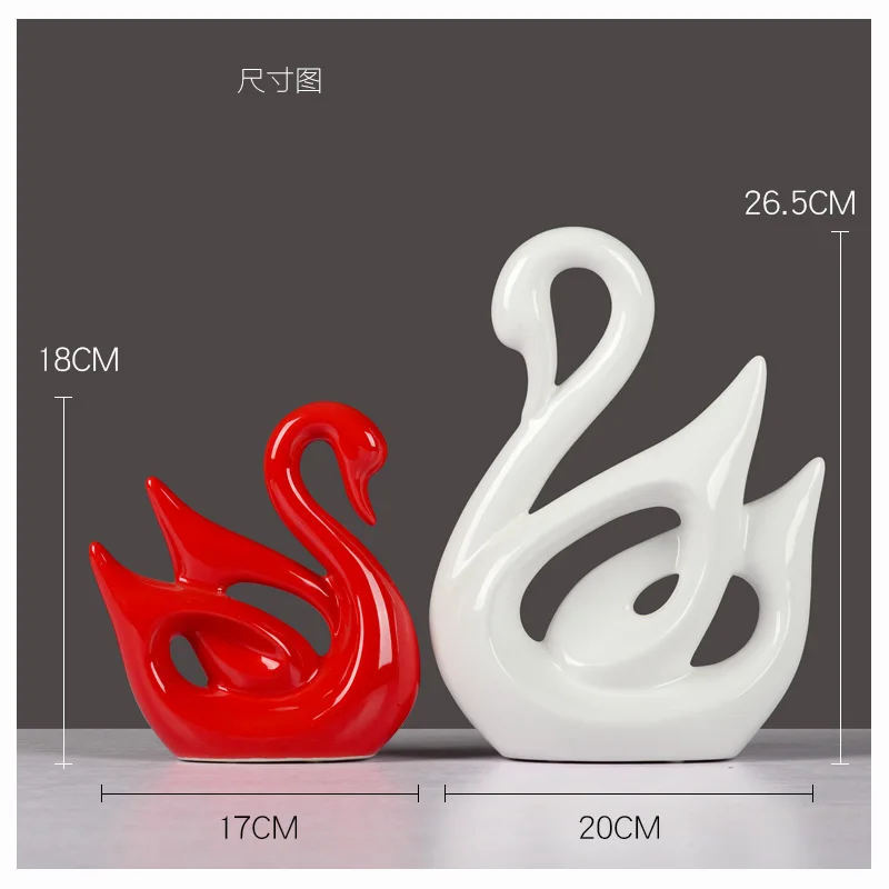 Фигурка для украшения дома современные красный и белый лебедь украшение офиса