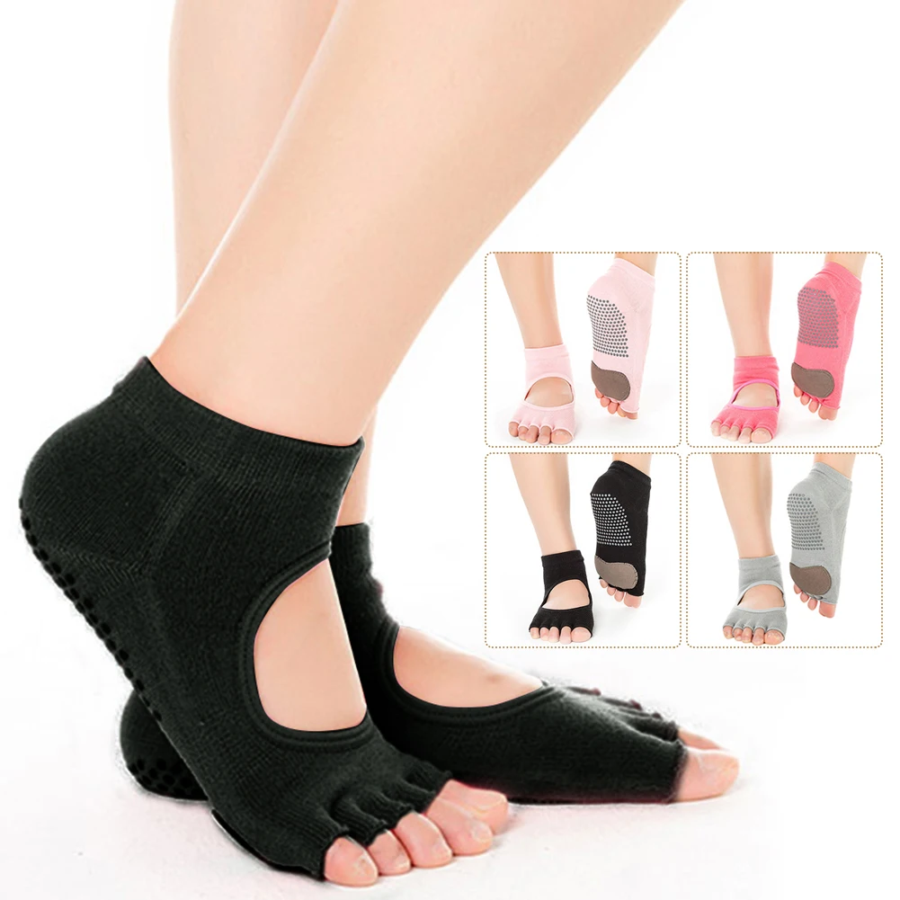 

Yoga Toeless Socks Non-Slip Non-Skid Sticky Grip Sock Combed Cotton Workout Socks for Women and Girls Doing Pilates Barre Ballet