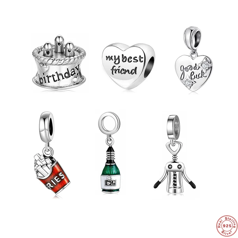 

MC 925 Sterling Silver 8 Styles Silver Color Charms Beads Fit Pandora Original Bracelets & Necklaces For Women DIY Jewelry Gifts