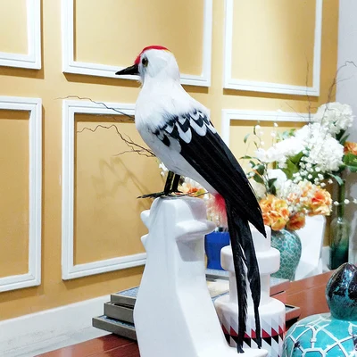 

cute real life woodpecker model foam&feather simulation white&black bird doll gift about 32cm xf2665