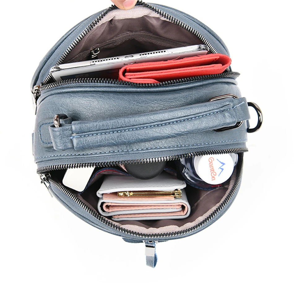 

High Quality Leather Backpack Ladies Multifunction Shoulder Bags for Women Casual Backpacks for School Teenagers Girl Travel Bag