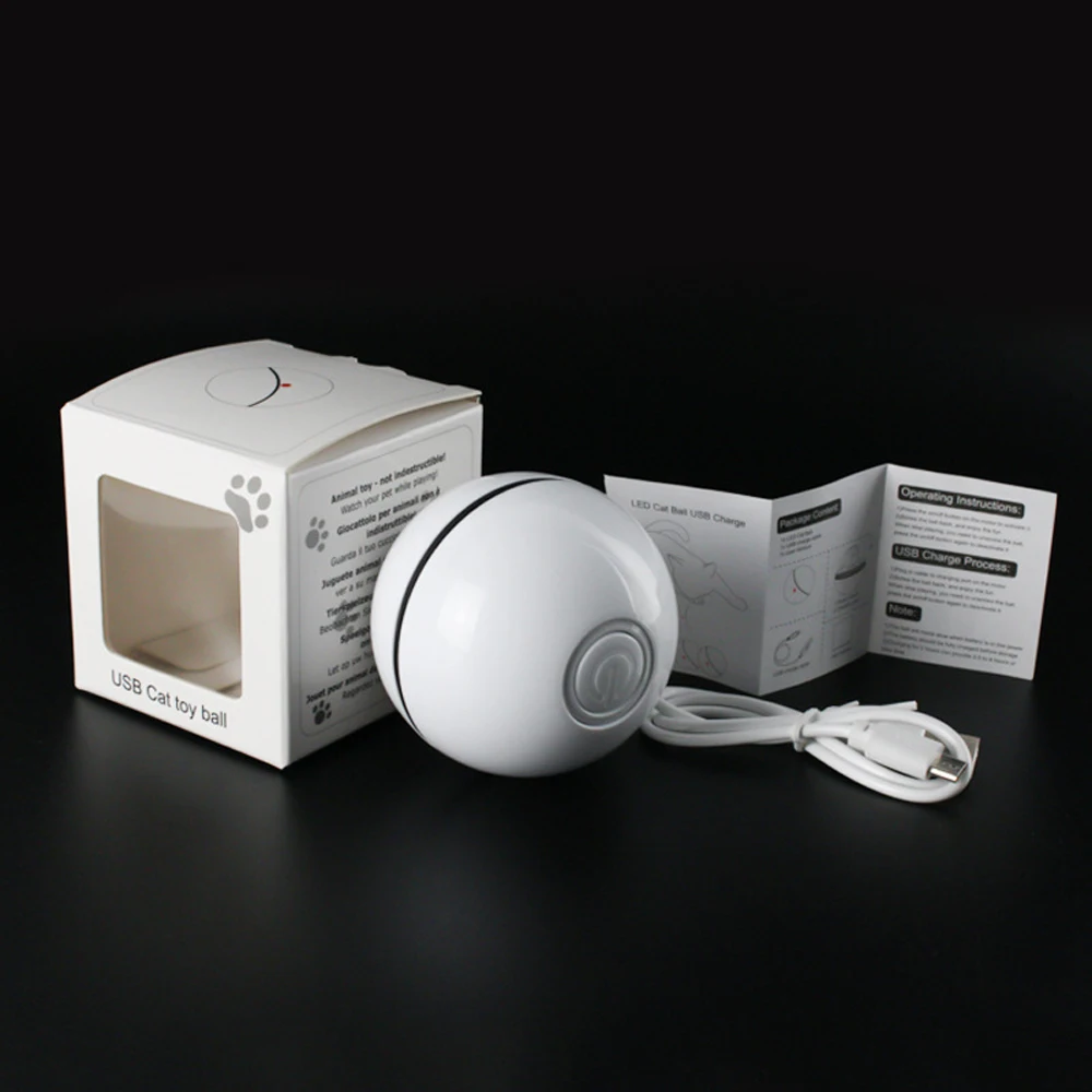 

Smart Interactive Cat Toy - Newest Version 360 Degree Self Rotating Ball, USB Rechargeable Pet Toy, Build-in Spinning Led Light,