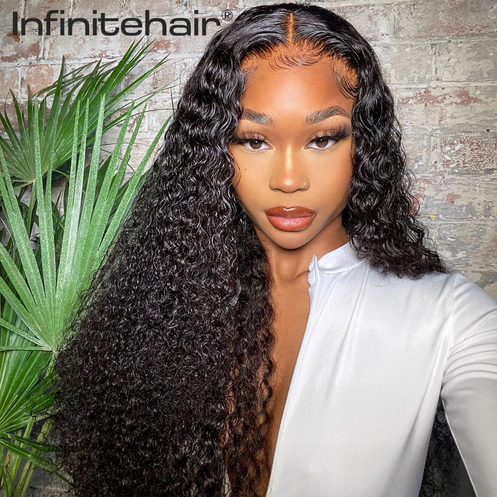 Curly Middle Part 13*1 T Part Lace Front 150% Density Human Hair Wigs Remy Brazilian Hair Pre Plucked Lace Wig