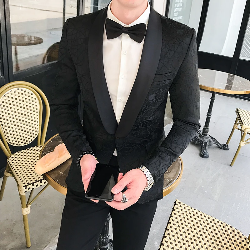 

2020 Blazer Autumn Hombre Wedding Man Dress White Trajes Hombre Casual Slim Fit Social Club Office Mens Smocking Suits Blazer